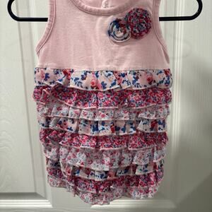 Baby Girls Ruffles Pink and Purple Tank Top Size 9-12 Months